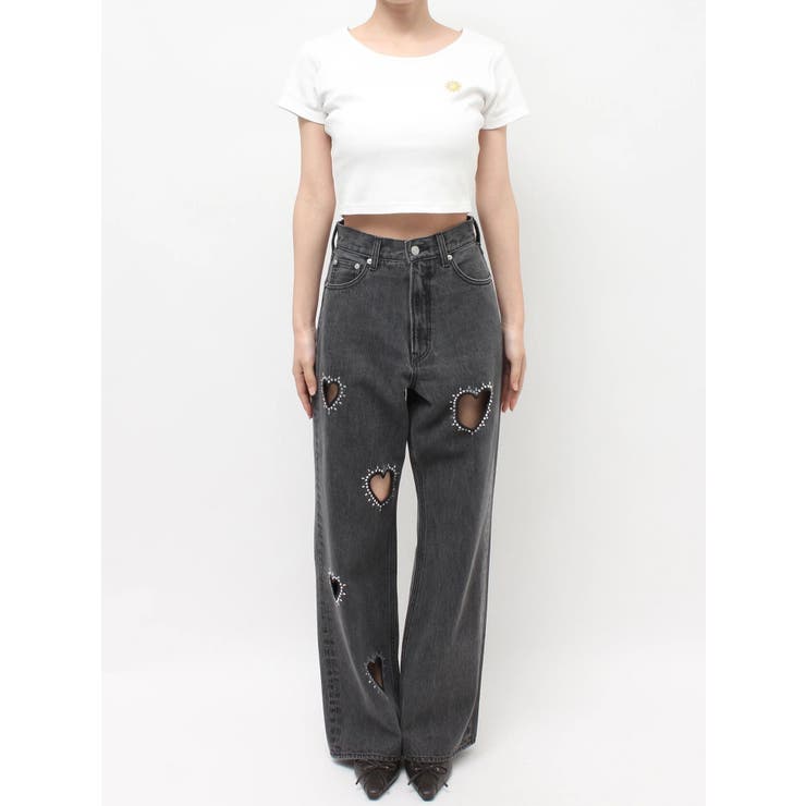 ビジューハートカッティングワイドデニムパンツ | EVRIS | 詳細画像23 