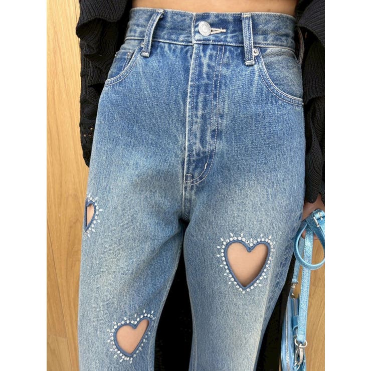 ビジューハートカッティングワイドデニムパンツ | EVRIS | 詳細画像5 