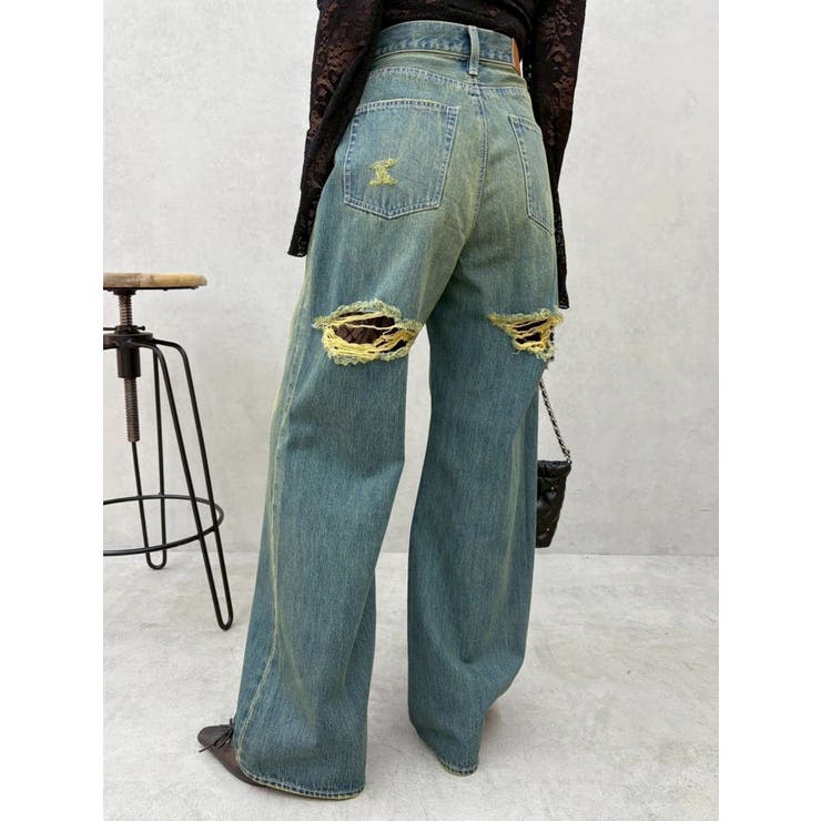 BACKスラッシュレースワイドデニムパンツ | EVRIS | 詳細画像18 