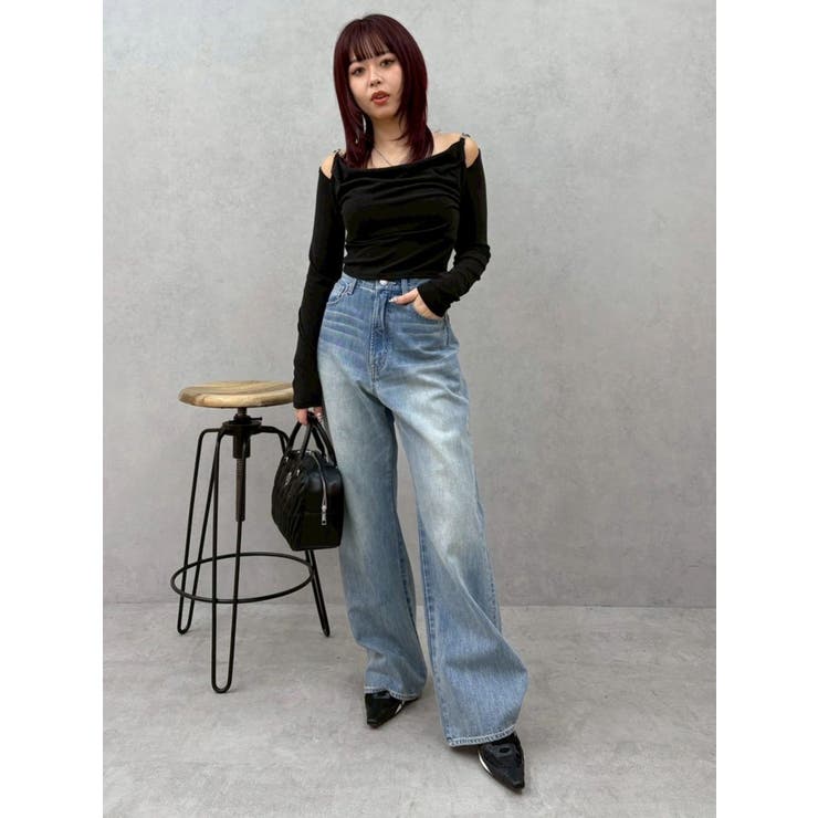 BACKスラッシュレースワイドデニムパンツ | EVRIS | 詳細画像26 