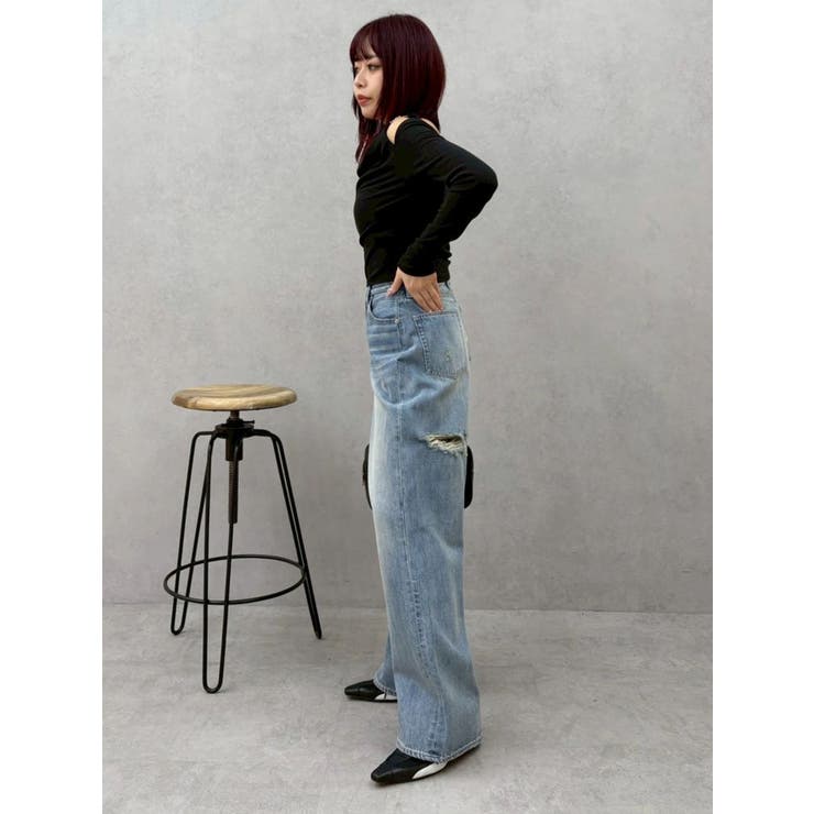 BACKスラッシュレースワイドデニムパンツ | EVRIS | 詳細画像27 