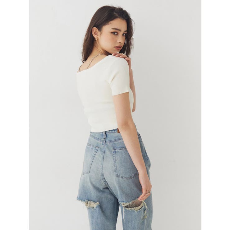 BACKスラッシュレースワイドデニムパンツ | EVRIS | 詳細画像8 