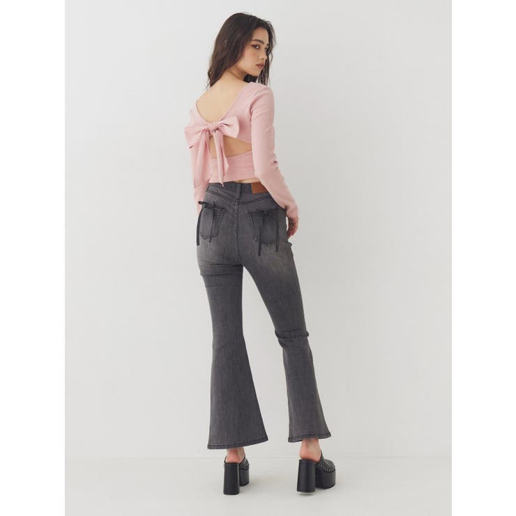 バックリボンフレアデニムパンツ 再入荷 | EVRIS | 詳細画像11 