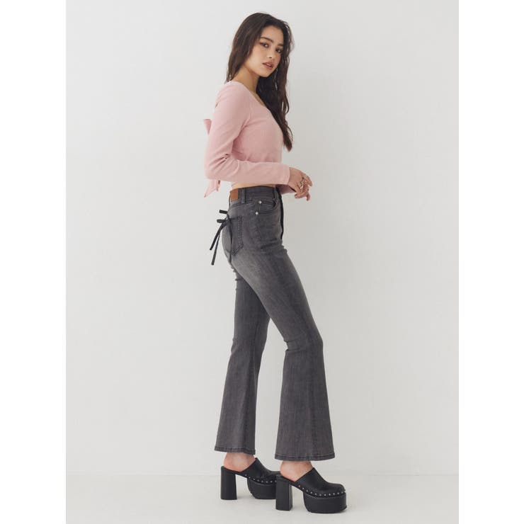 バックリボンフレアデニムパンツ 再入荷 | EVRIS | 詳細画像12 