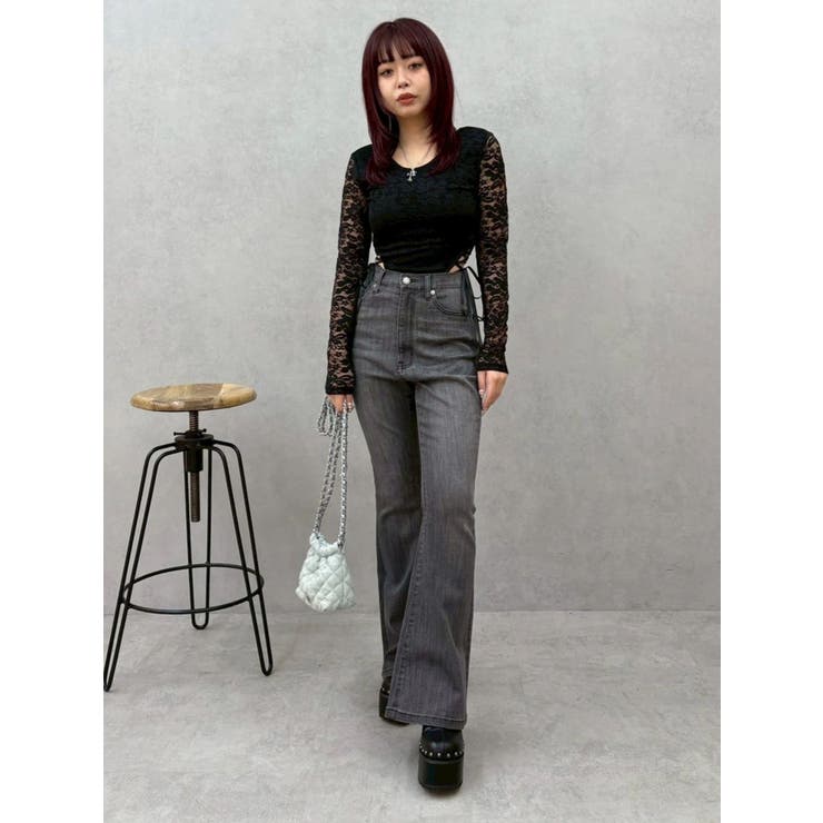 バックリボンフレアデニムパンツ 再入荷 | EVRIS | 詳細画像17 