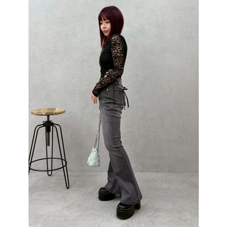 バックリボンフレアデニムパンツ 再入荷 | EVRIS | 詳細画像18 