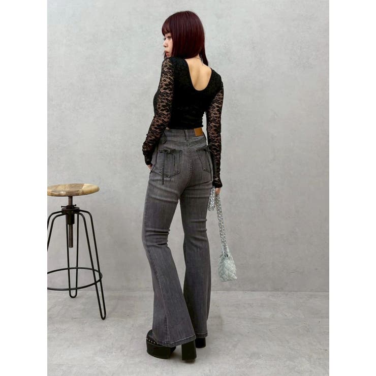 バックリボンフレアデニムパンツ 再入荷 | EVRIS | 詳細画像19 
