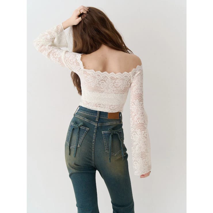 バックリボンフレアデニムパンツ 再入荷 | EVRIS | 詳細画像2 