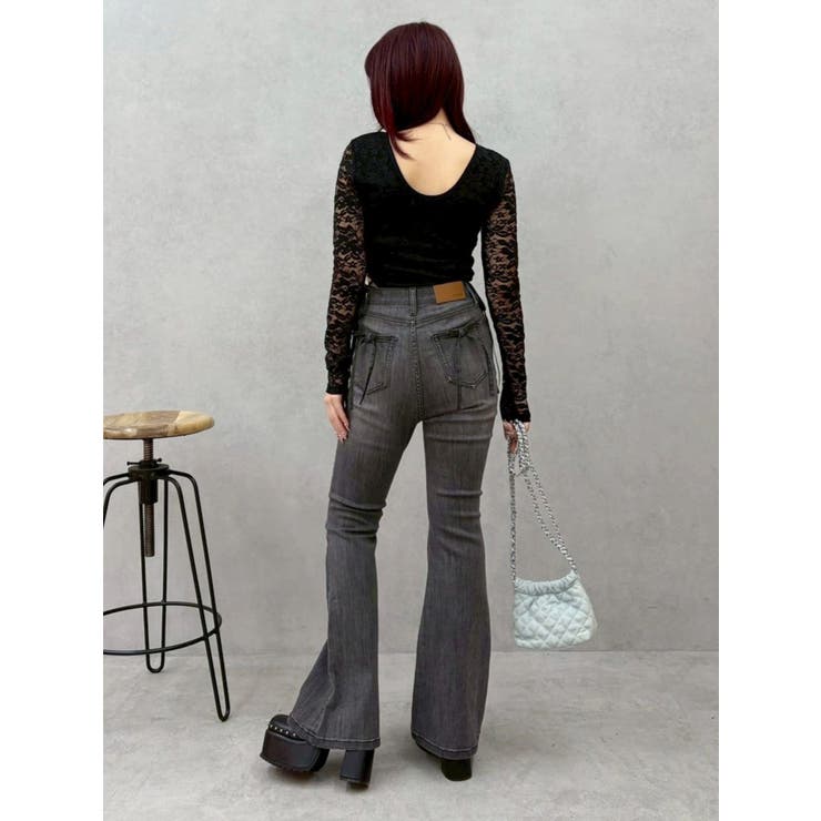 バックリボンフレアデニムパンツ 再入荷 | EVRIS | 詳細画像20 