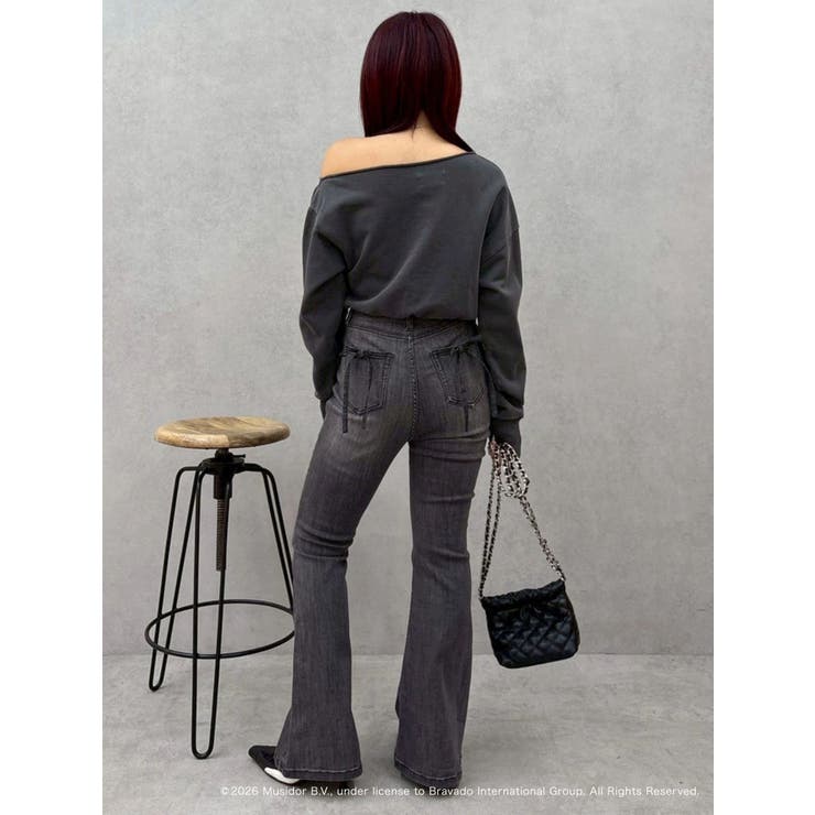 バックリボンフレアデニムパンツ 再入荷 | EVRIS | 詳細画像24 