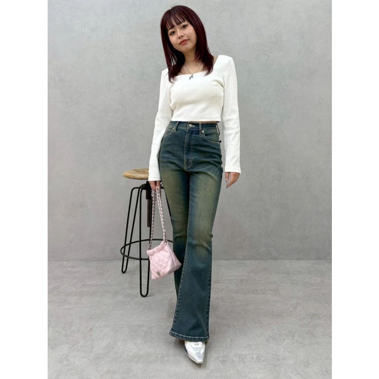バックリボンフレアデニムパンツ 再入荷 | EVRIS | 詳細画像28 