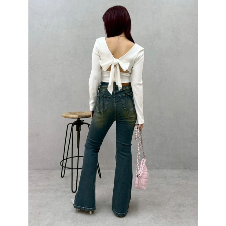 バックリボンフレアデニムパンツ 再入荷 | EVRIS | 詳細画像30 