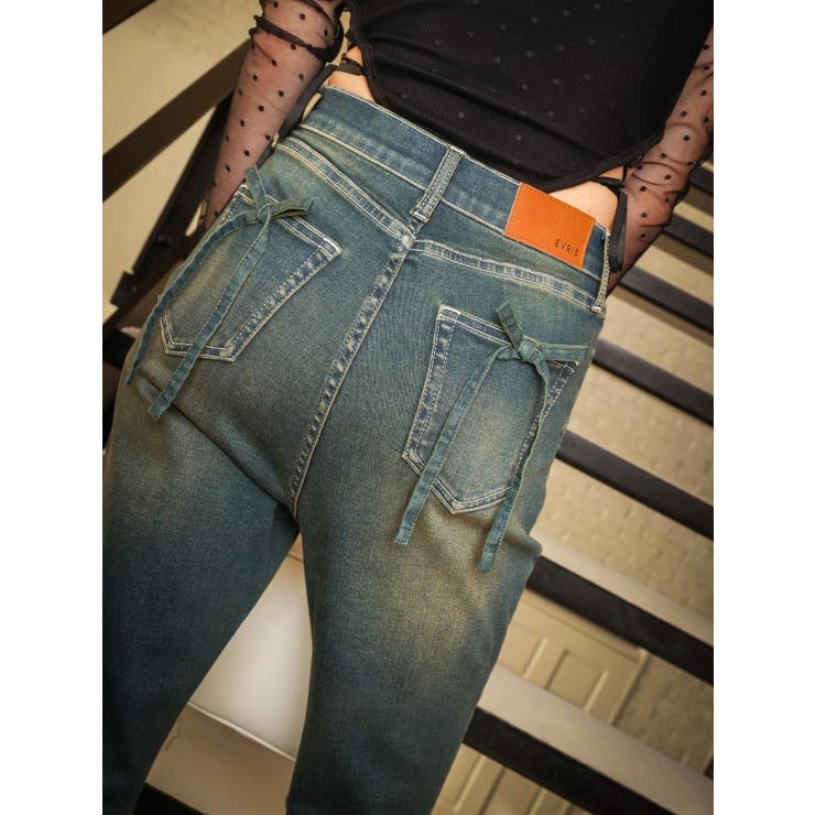 バックリボンフレアデニムパンツ 再入荷 | EVRIS | 詳細画像33 