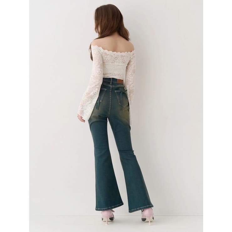 バックリボンフレアデニムパンツ 再入荷 | EVRIS | 詳細画像4 
