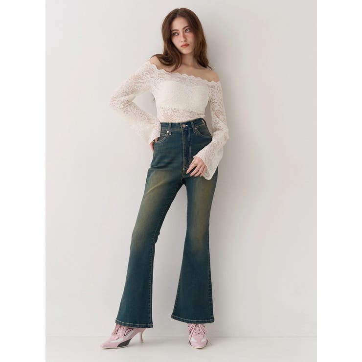 バックリボンフレアデニムパンツ 再入荷 | EVRIS | 詳細画像6 