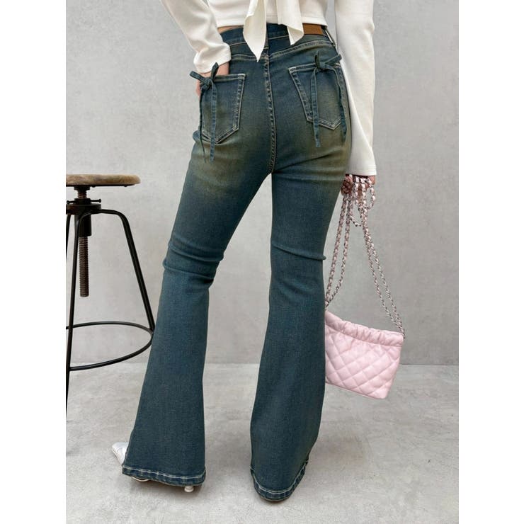 インディゴ | バックリボンフレアデニムパンツ 再入荷 | EVRIS
