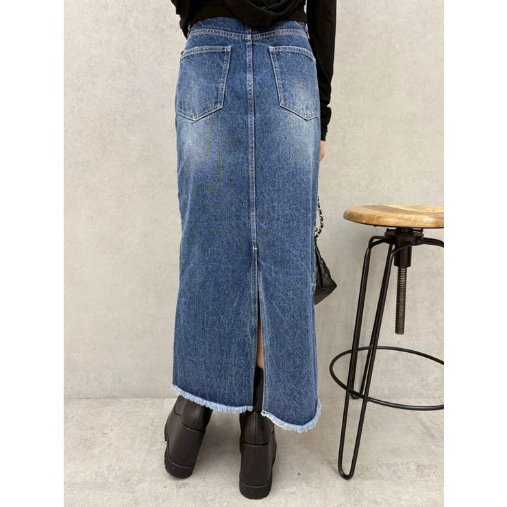 サイドビジューカットロングデニムスカート | EVRIS | 詳細画像12 