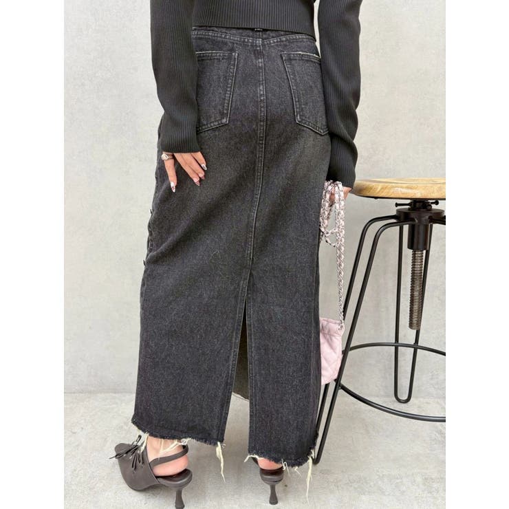 サイドビジューカットロングデニムスカート | EVRIS | 詳細画像22 