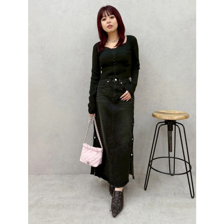 サイドビジューカットロングデニムスカート | EVRIS | 詳細画像25 