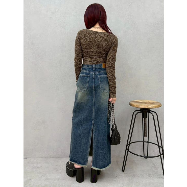 サイドビジューカットロングデニムスカート | EVRIS | 詳細画像30 