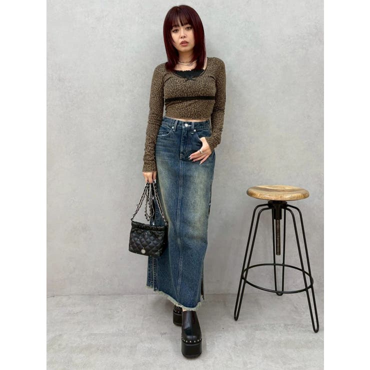 サイドビジューカットロングデニムスカート | EVRIS | 詳細画像31 