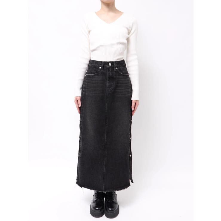 サイドビジューカットロングデニムスカート | EVRIS | 詳細画像40 