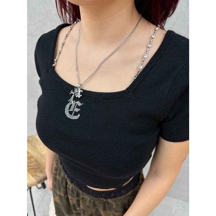 ワンポイントビジューチェーンニットトップス | EVRIS | 詳細画像10 