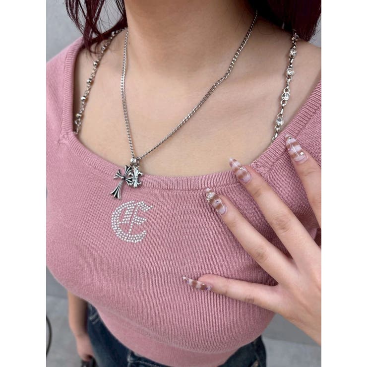 ワンポイントビジューチェーンニットトップス | EVRIS | 詳細画像17 