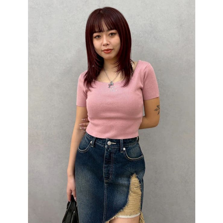 ワンポイントビジューチェーンニットトップス | EVRIS | 詳細画像18 