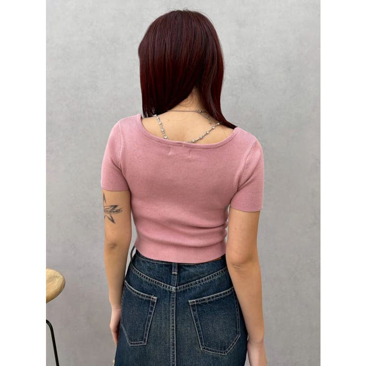 ワンポイントビジューチェーンニットトップス | EVRIS | 詳細画像20 