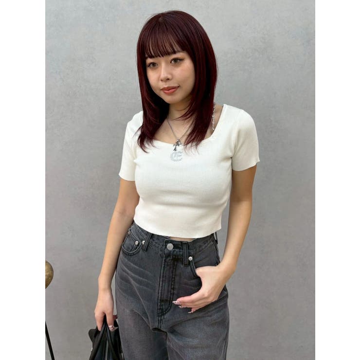 ワンポイントビジューチェーンニットトップス | EVRIS | 詳細画像26 