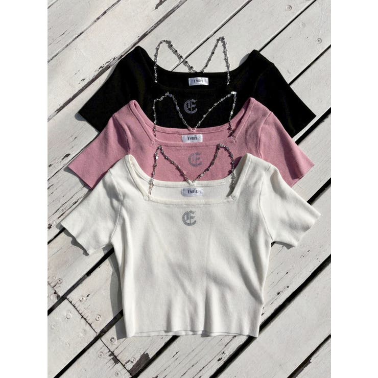 ワンポイントビジューチェーンニットトップス | EVRIS | 詳細画像35 