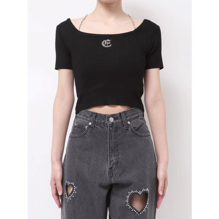 ワンポイントビジューチェーンニットトップス | EVRIS | 詳細画像36 