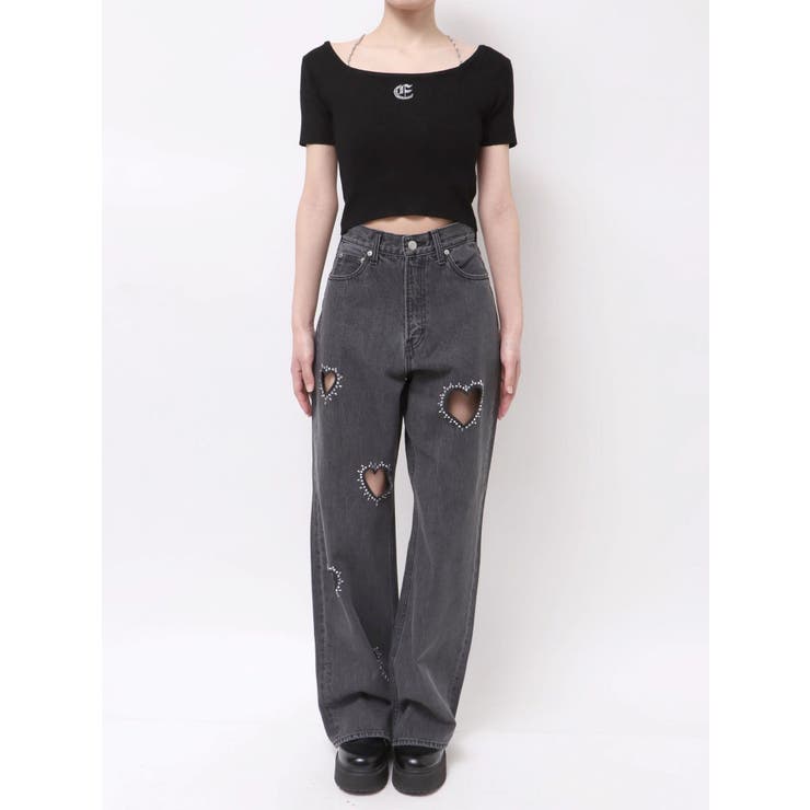 ワンポイントビジューチェーンニットトップス | EVRIS | 詳細画像44 