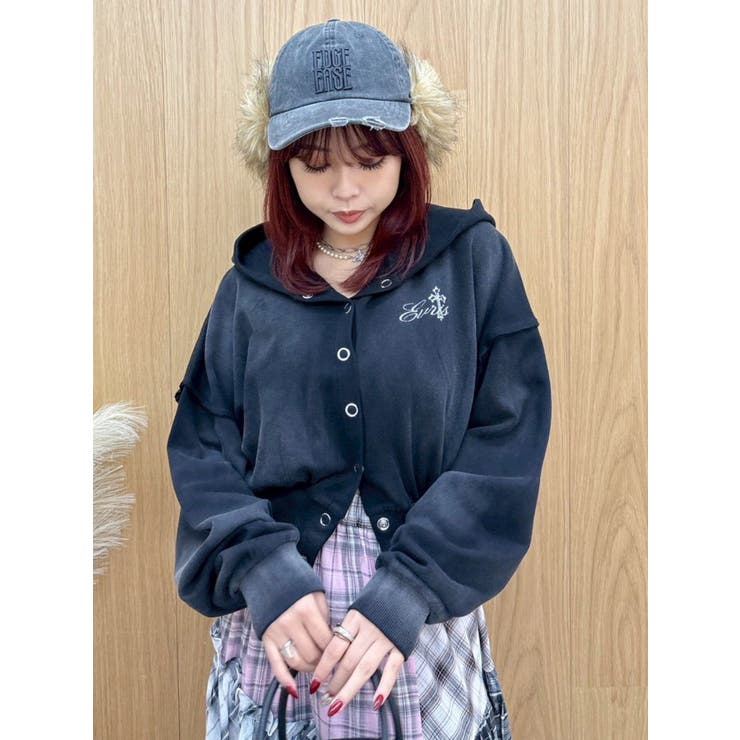 ブラック | パウダーショートスウェットフーディー【セットアップ着用可能】 | EVRIS