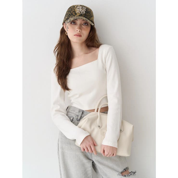 バックリボンスクエアネックリブトップス | EVRIS | 詳細画像2 