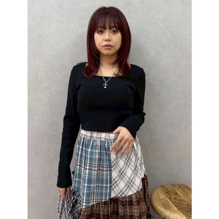 バックリボンスクエアネックリブトップス | EVRIS | 詳細画像24 