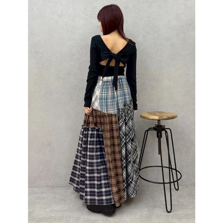 バックリボンスクエアネックリブトップス | EVRIS | 詳細画像27 