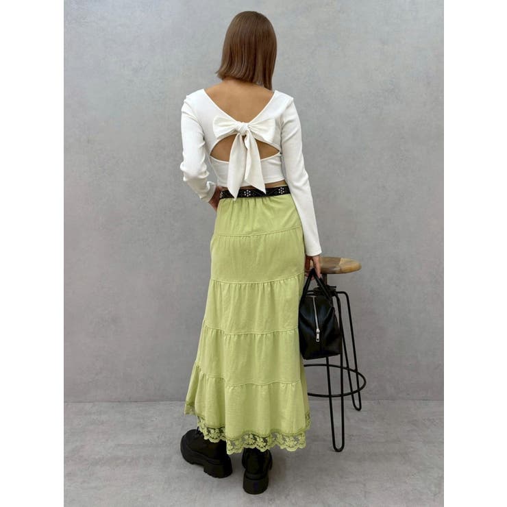 バックリボンスクエアネックリブトップス | EVRIS | 詳細画像35 