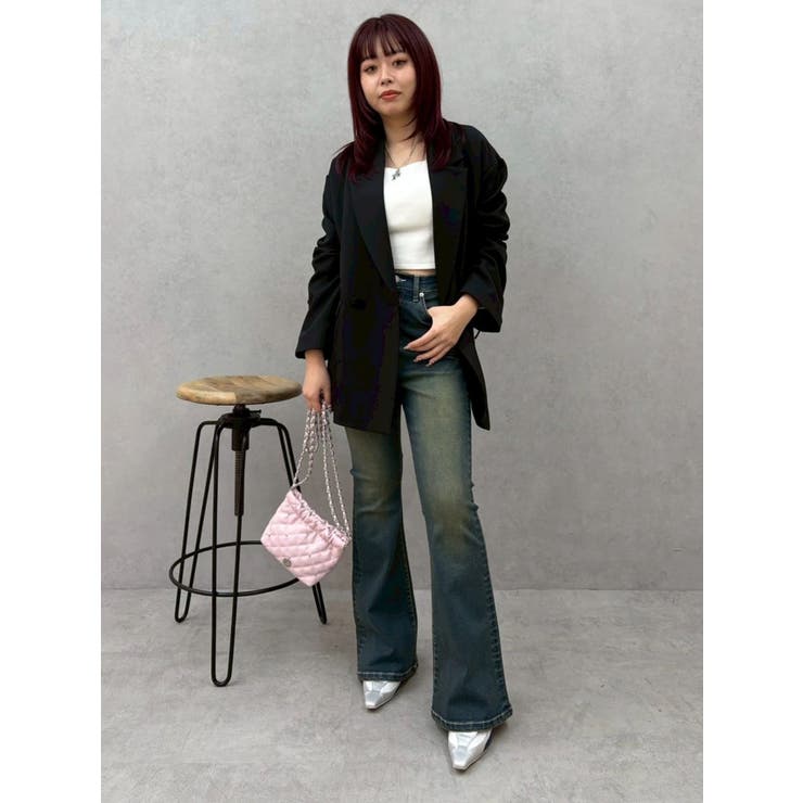 バックリボンスクエアネックリブトップス | EVRIS | 詳細画像39 