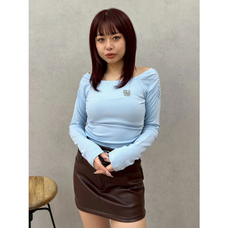 ブルー | オフショルフーディトップス | EVRIS