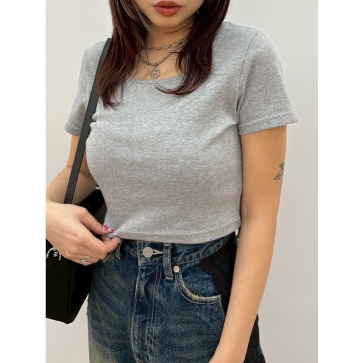 グレー | BASICシンプルショートTシャツ | EVRIS