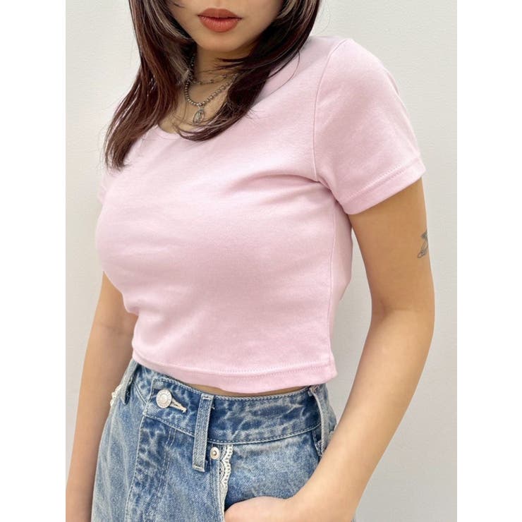 ピンク | BASICシンプルショートTシャツ | EVRIS