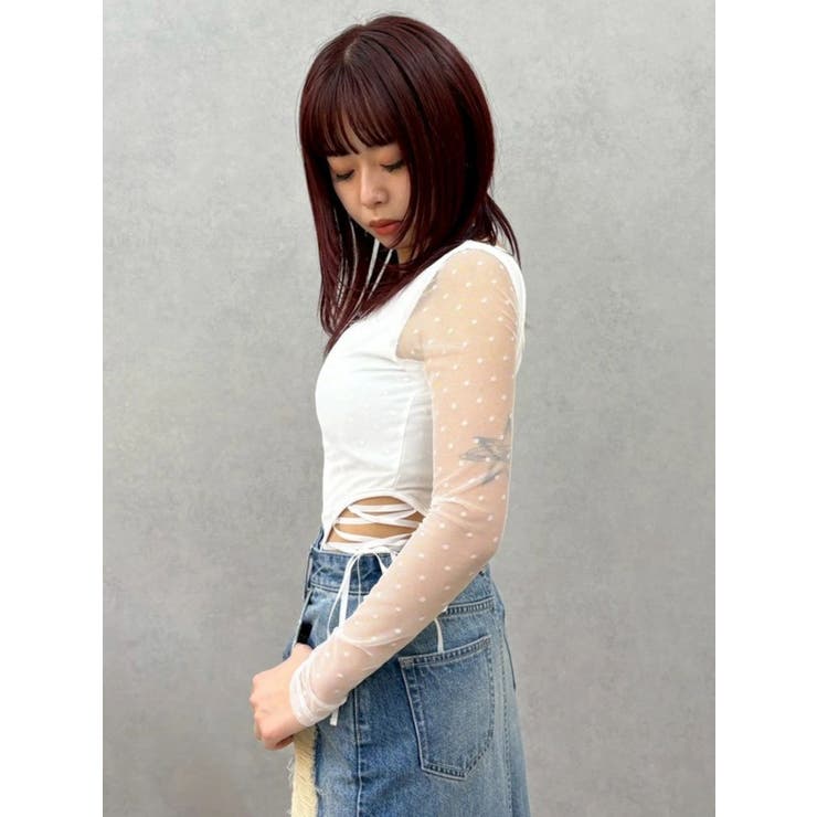 ホワイト | レースアップボディースーツ | EVRIS