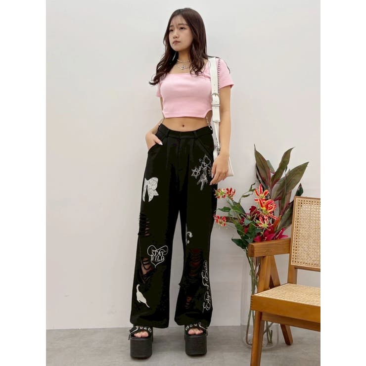 グラフィックデザインワイドパンツ | EVRIS | 詳細画像18 