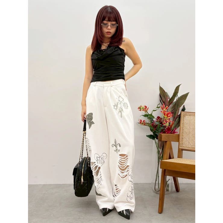 グラフィックデザインワイドパンツ | EVRIS | 詳細画像27 