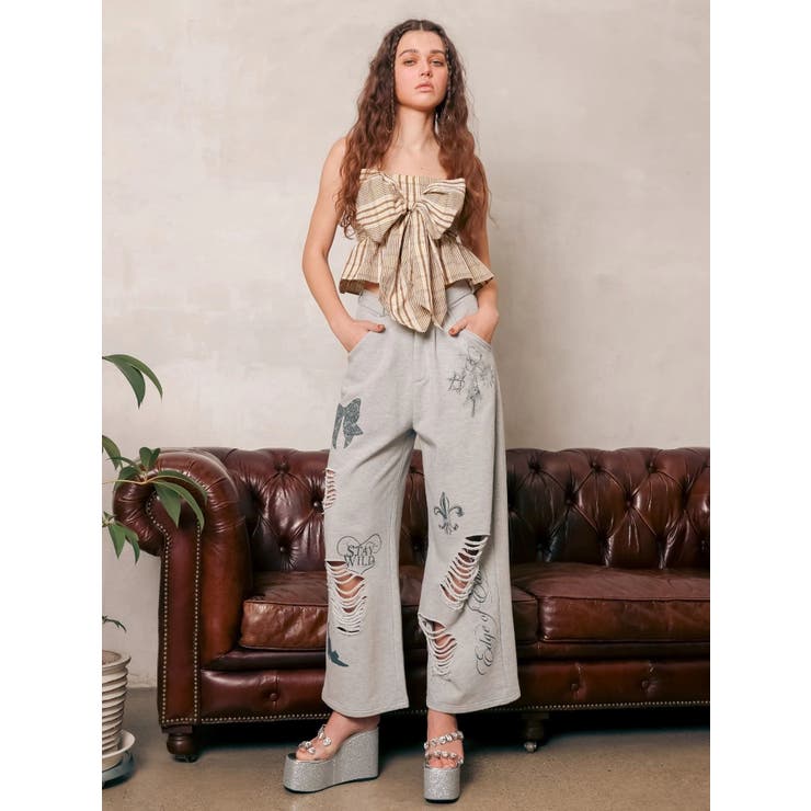 グラフィックデザインワイドパンツ | EVRIS | 詳細画像3 