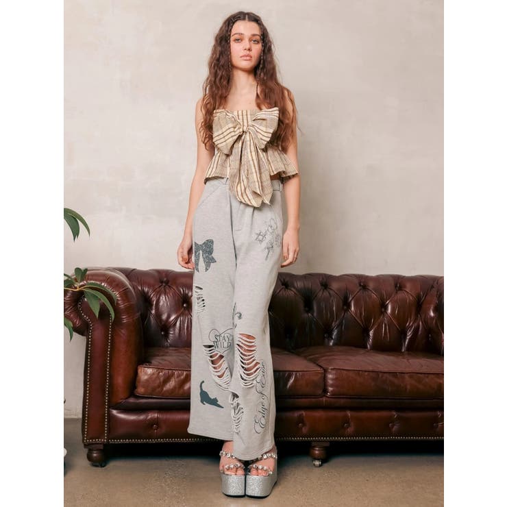 グラフィックデザインワイドパンツ | EVRIS | 詳細画像4 