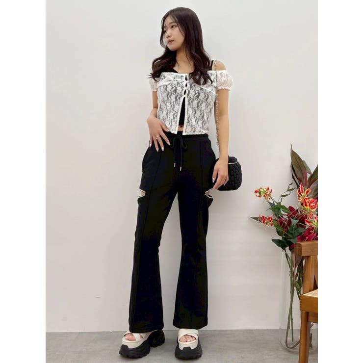 ビジューカッティングスウェットフレアパンツ | EVRIS | 詳細画像14 