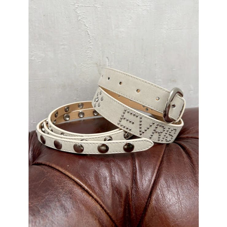 ホワイト | オリジナルロゴスタッズベルト | EVRIS